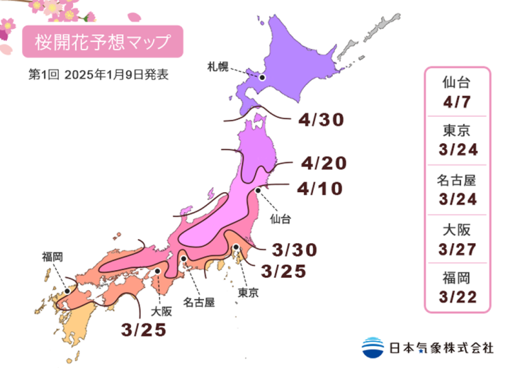 Map of Cherry Blossom 2025 | Luxe Travel